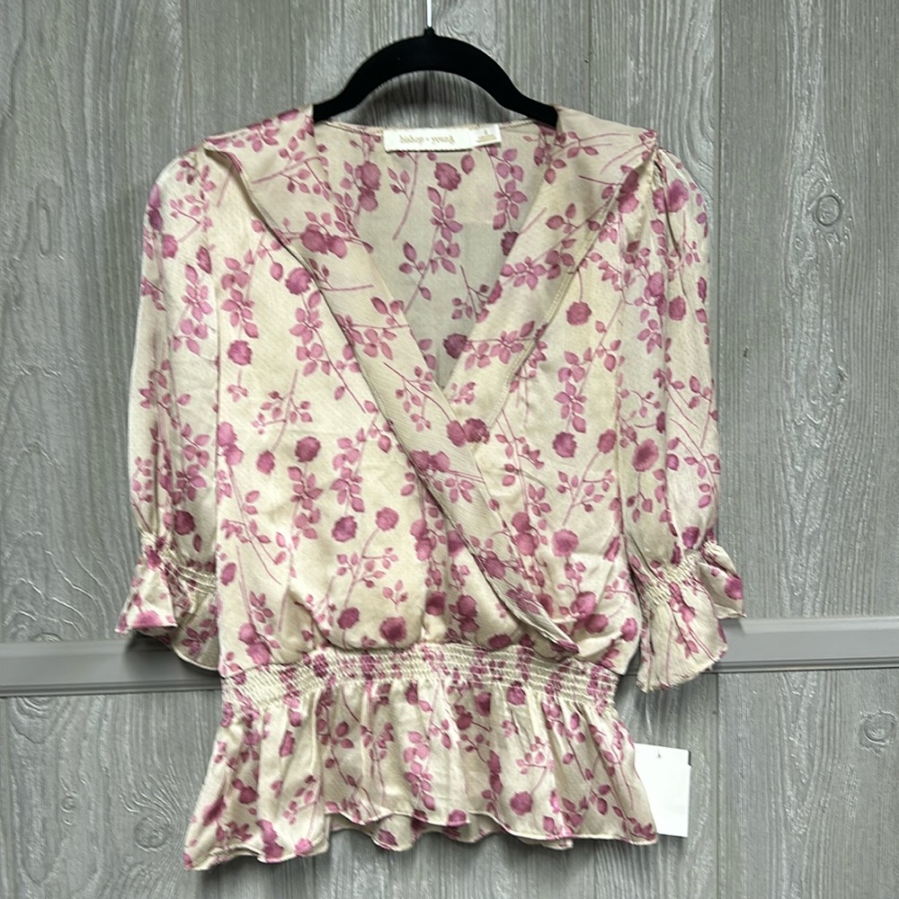 Bishop + Young Cream Floral Top NWT Size S